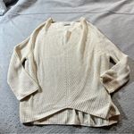 Urban Outfitters Cream Ivory Ribbed Knit Chunky Oversized V Neck Sweater Small Photo 0