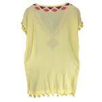 Moda International Y2K Tunic Top S Butter Yellow Embroidered Tassels Boho Beach Photo 3