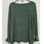 Susan Graver  Women’s Top Size Large Green Liquid Knit Spotted Office Career Work Photo 1