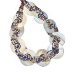 Mother of Pearl Disks Braided With Gold Blue & White Seed Bead Long Necklace Blue Photo 8