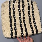 Haute Hippie  Beige &‎ Black Stripe Raffia Straw Tote Bag  14x16” NWOT Beach Photo 3