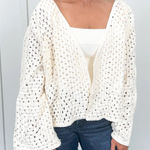 POL  Crochet Cardigan Sweater Cream Ivory Size Medium Photo 0