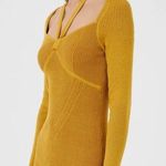 French Connection Joanna Mari long sleeve midi sweater dress extra small harvest mustard yellow Photo 0