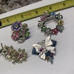 Lot Of 4 Pretty Spring / Flower / Butterfly Mix Some Rhinestone Brooch Pins Photo 1