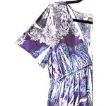 Purple Paisley Print Dress 2X Empire Waist Stretch Sequined Flowy Boho Festival Photo 9