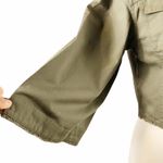 BB Dakota JACK Cropped Green Jacket Olive Cotton Bell Sleeve Frayed Small NWT Photo 5