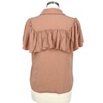 Downeast Pink Ruffled Button-Down Blouse Short Sleeve Size Medium Photo 6