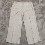 J.Jill Women's Linen Pants XL Beige Elastic Waist Casual Wide Leg Cropped Relax Photo 0