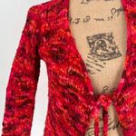 Handmade Hand Knit Loose Knit Colorful Front Tie Cardigan Boho Hippie Y2K Medium Photo 4