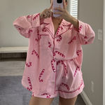 Christmas Candy Cane Pajamas Pink Size M Photo 0