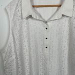 The Limited  Womens 3X Tank Top Collared Cotton Blend Lace Floral Sleeveless Whit Photo 3