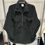 Aerie Offline‎ by  Shacket Corduroy Long Sleeve Half-Zip Distressed Hem Black W L Photo 2