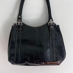 Anne Klein Y2K BLACK FAUX CROCODILE PRINT BELT BUCKLE SHOULDER BAG Photo 3