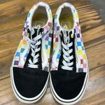 Vans Black Suede and Rainbow Checkered Skate Shoes Unisex Men 5.5 Women 7 Photo 2