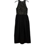 CAROLYNE ROEHM Vintage metallic print high neck formal gown dress S/M 6 Black Size M Photo 4