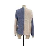 Intermix Aurora Two-Tone Rib Knit Cardigan Sweater Blue Beige Size XS Photo 6