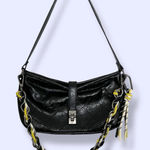 Steve Madden Black Quilted Shoulder Bag with Chain Photo 0