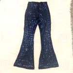 high waist small all over sequin flare leg stretch pant club rave P 3083 Blue Photo 7
