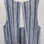 Cloth & Stone Cloth Stone S Linen Rayon Stripe Jumpsuit Blue White Cutout Back Tie π Photo 8