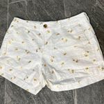 Old Navy White With Gold Palm Trees Linen Blend Casual Everyday Shorts Photo 0