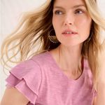 Garnet Hill  Hazel Organic-Cotton & TENCEL™ Ruffle casual pink Tee size M NWOT Photo 1