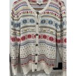 Susan Bristol Fair Isle Knit Cardigan Sweater Multi Color Floral Motif Women's M Photo 4