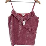 J.Crew  Pink Purple Crushed Velvet Ruffle Tank Top Size Medium New Photo 0