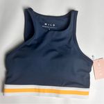 Wilo the Label Athletic Sporty Workout Navy/Marigold High Neck Sports Bra Sz S Yellow Photo 4