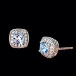 Periwinkle Blue Spinel & White Sapphire Halo Studs in Sterling Silver 8mm NWT Photo 1