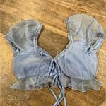 Tiger Mist Blue Tie Crop Top Photo 3