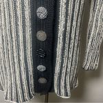 Pure Handknit Artisan Stripe Cotton Cardigan Sweater | Small | Neutral Style Black Photo 6