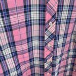 Talbots Pink Plaid Silver Shimmer Cotton Blend Button Up Long Sleeve Top Size LP Photo 2