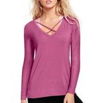 PINK - Victoria's Secret Pink PINK VS Super Soft Cross Front Comfy Oversized Long Sleeve Tee Size Large Photo 0