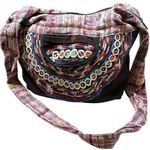 Handmade Metallic Embroidered Festival Bucket Shoulder Bag Black Photo 0