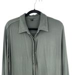 Monrow Jumpsuit Crepe Long Sleeve Collared Button Down Olive Green Size Large Photo 3