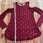 Xhilaration Burgundy Printed Peasant Tunic Top Cold Shoulder M Photo 9