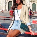 ZARA  rustic striped coat pinstripe belted blazer Bloggers favorite sz XS Photo 0