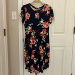 Calipessa Short Sleeve Floral Print Dress in Navy Blue Size M Photo 5