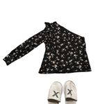 Bardot  Floral Black One-Shoulder Black Sexy Top Ruffled Detail M 8 Photo 7