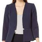 Tahari ASL Women's Collarless Waist Seam Jacket, Navy Blue Size 6 Blazer Work Photo 7