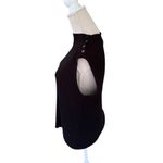 St. John  Mock Turtleneck Sleeveless Sweater decorative metal buttons Black L Photo 1