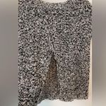 Eileen Fisher  Sweater L Black White Fuzzy Cross Open back Chunky Casual Travel Photo 5