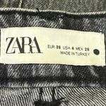 ZARA  Women's Gray Washed High Waisted Raw Hem Straight Leg Denim Jeans Size 4 Photo 3