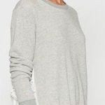 Joie  Devra White Eyelet Lace Layered Back Heathered Gray Sweatshirt Large NWT Photo 0