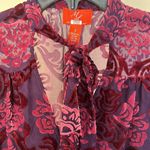 Monique Lhuillier Rtr Monique Lhullier Crushed Velvet Ruffled Blouse Size Small Photo 4