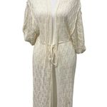 POL Crochet Ivory Beach Cover Up Kimono Cardigan Tassel Tie Waist Size S NWOT Photo 8