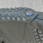 Nour Hammour Erin army green studded leather Biker jacket size FR 36 US 2 4 XS S Photo 11