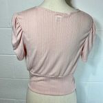 Better Be Pale Pink Cropped Puff Sleeve Wrap Shirt Photo 3