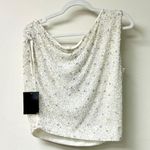 Retrofête NWT Retrofete Myles Sequin Embellished One Shoulder Top Iridescent White Women S Photo 5