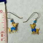 Chihuahua Puppy Dog hanging earrings Blue Photo 3